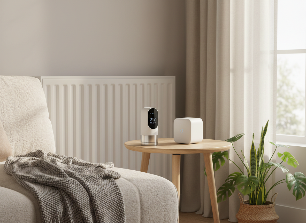 Smart radiator thermostat and hub in a modern home