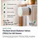Smart radiator valve on a radiator with Switch & Sprout smart heating guide artwork